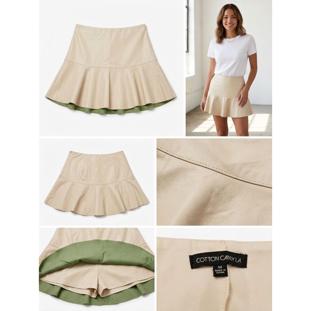 Cotton Candy LA Faux Leather Drop Waist Mini Skort